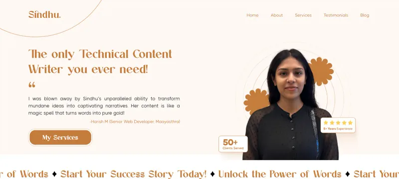 Content Writer website preview