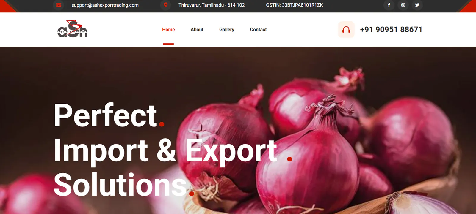 Ash Exports Trading homepage