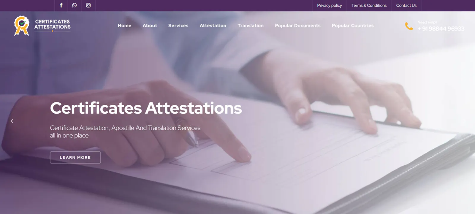 Certificates Attestations homepage